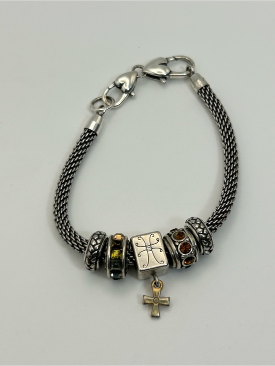 Brighton Jewelry - Brighton Beverly Glam Holiday Bracelet 8" Mesh Chain Cross Charm Cube 4 Spacers